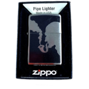 Zippo Pipe Lighter Chromed Out Man Smoking