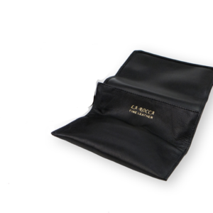 La Rocca Black 5″ Leather Roll-Up Tobacco Pouch