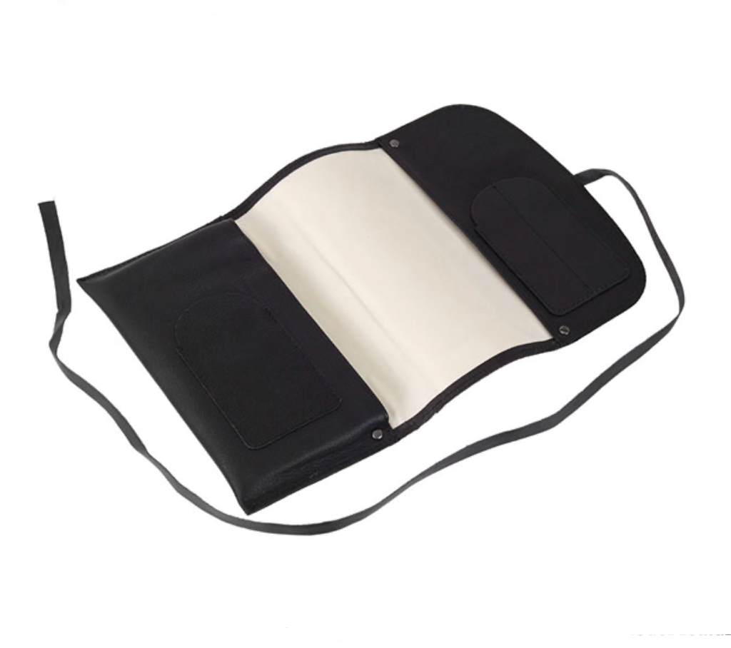 Genuine Leather Deluxe Rollup Tobacco Pouch Black - Image 2