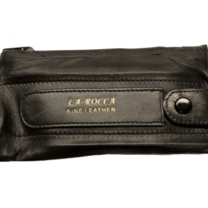 La Rocca Black 6″ Leather Zip Tobacco Pouch
